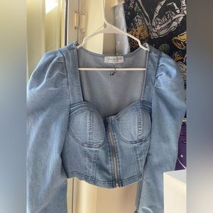 Jean long sleeve zip up